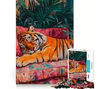 Puzzle de 1000 pièces représentant Un Tigre endormi, idéal pour Les Adolescents Jeu de logique mentale, Anti-Stress, découpe Ferme, Cadeau de Noël 38x26cm