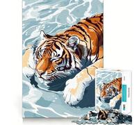 Puzzle de 1000 pièces représentant Un Tigre nageant dans l'eau, idéal pour Adultes, défi cérébral, Jeu de Groupe, découpe Nette, Joli Cadeau 38x52cm