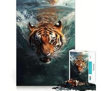 Puzzle de 1000 pièces représentant Un Tigre nageant sous l'eau 38x52cm Jeu de logique Robuste, Divertissement et Art à Collectionner