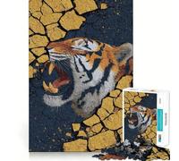 Puzzle de 1000 pièces représentant Un Tigre Rugissant émergeant d'une Surface fissurée idéal pour Adultes Stimule la mémoire Offre Un Divertissement paisible et de qualité supérieure Cadeau mémorable