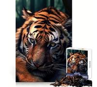 Puzzle de 1000 pièces représentant Un Tigre Sauvage couché dans la forêt, idéal pour Les Adolescents Développe la mémoire Cognitive, apaise et Offre Un Cadeau d'anniversaire Relaxant (50x75cm)