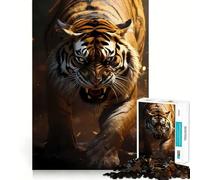 Puzzle de 1000 pièces représentant Un Tigre Sauvage, idéal pour Les Adolescents Un Casse-tête Relaxant et Artistique à Assembler, Un Cadeau de qualité supérieure (38x26cm)