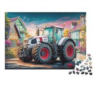 Puzzle de 1000 pièces représentant Un Tracteur dans Un Village,Style Ferme Rurale.Carton épais recyclé.Idéal se détendre,se divertir en Famille ou Entre Amis,Pendant Voyages et Vacances: 52 x 38 cm.
