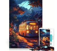 Puzzle de 1000 pièces représentant Un Tramway de Nuit dans Une Ville Japonaise (38x26cm), Un Jeu d'éveil et de Relaxation apaisant, idéal pour Une Collection Artistique