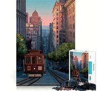 Puzzle de 1000 pièces représentant Un Tramway de San Francisco, idéal pour Adultes Stimule la réflexion, favorise la détente et Offre Une Collection d'œuvres d'art aux Bords précis (38x52cm)
