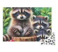 Puzzle de 1000 pièces représentant Un Trio de ratons laveurs Mignons. Gros Plan de ratons laveurs. Jeu éducatif pour Adultes. Décoration intérieure. d'anniversaire Stimulant. 70 x 50 cm.