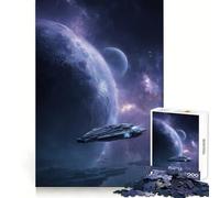 Puzzle de 1000 pièces représentant Un Vaisseau Spatial survolant des planètes, idéal pour Adultes Jeu d'éveil, Anti-Stress et Cadeau élégant 38x52cm