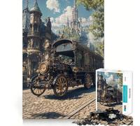 Puzzle de 1000 pièces représentant Un véhicule Steampunk dans Un Paysage Urbain orné, idéal pour Les Adolescents Un Jouet Amusant et intuitif, Parfait comme Cadeau de Noël 38x26cm