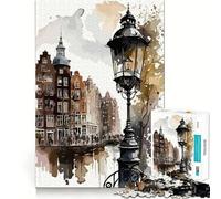 Puzzle de 1000 pièces représentant Un vélo d'Amsterdam Exercice Mental Amusant Pièces précises et sans Couture Un Moyen captivant de Passer Le Temps (38x26cm)
