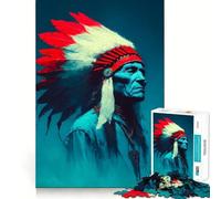 Puzzle de 1000 pièces représentant Un Vieux Chef amérindien (38x52cm) Jeu de réflexion pour Adolescents Design paisible et Amusant Cadeau Unique