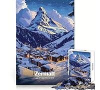 Puzzle de 1000 pièces représentant Un Village de Montagne à Zermatt, en Suisse Idéal pour Adultes Cadeau Parfait pour se détendre, réfléchir et s'entraîner Bords Nets (38x52cm)