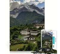 Puzzle de 1000 pièces représentant Un Village de Montagne en Chine idéal pour Adultes Jeu de réflexion et de Concentration Calme et Amusant Bords serrés pour Les vœux du Père Noël