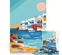 Puzzle de 1000 pièces représentant Un Village de Mykonos,en Grèce,idéal pour Les Adolescents entraînement de la mémoire,Loisirs paisibles,découpe Impeccable,Un Joli Cadeau (50x75cm)