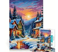 Puzzle de 1000 pièces représentant Un Village de Noël enneigé pour Adultes Think Smart Toy Family Joy Découpe précise Pièce d'art de qualité (38x26cm)