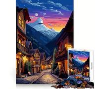 Puzzle de 1000 pièces représentant Un Village des Alpes européennes Jeu créatif et Relaxant,idéal pour Un Moment de détente Autour d'une scène de Noël (38x52cm)