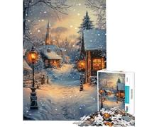 Puzzle de 1000 pièces représentant Un Village d'hiver sous la Neige idéal pour Un Anniversaire Noël ou Tout Simplement pour s'amuser en Famille à partir de 14 Ans (50x75cm)