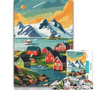Puzzle de 1000 pièces représentant Un Village du Groenland pour Adolescents Ce Jeu Amusant en Famille est idéal comme Cadeau pour Toute la Famille 38x26cm