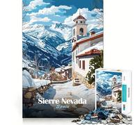 Puzzle de 1000 pièces représentant Un Village enneigé de la Sierra Nevada, idéal pour Les Adultes Jeu de réflexion et de détente Découpe de précision Cadeau élégant (50x75cm)