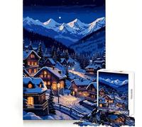 Puzzle de 1000 pièces représentant Un Village enneigé des Alpes suisses, idéal pour Adultes, stimule la mémoire, Passe-Temps agréable, découpe de qualité, Joli Cadeau (38x52cm)