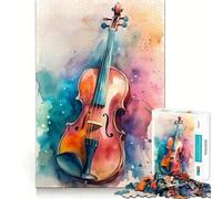 Puzzle de 1000 pièces représentant Un Violon à l'aquarelle,idéal pour Les Adolescents Jeu de mémoire,Verrouillage sécurisé,sans pièces détachées,Format Voyage, pour stimuler Le Cerveau