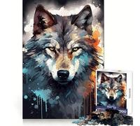 Puzzle de 1000 pièces représentant Un Visage de Loup à l'aquarelle Sombre, idéal pour Les Adolescents Assemblage serré, Cadeau attentionné (50x75cm)