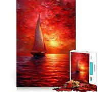 Puzzle de 1000 pièces représentant Un voilier au Coucher du Soleil, idéal pour Adultes Jeu de réflexion Calme et Stimulant, à Assembler soi-même Cadeau Parfait pour Les fêtes (38x52cm)