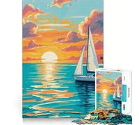 Puzzle de 1000 pièces représentant Un voilier au Coucher du Soleil Pastel Serein, idéal pour Les Adolescents Marque Wise Think Toy Marque Gentle Leisure Tight Cut (38x26cm)