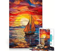 Puzzle de 1000 pièces représentant Un voilier en vitrail pour Adultes 38x52cm Améliore la mémoire, Loisirs, Bords précis, pour Les fêtes