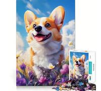 Puzzle de 1000 pièces représentant Un Welsh Corgi Souriant dans Un Bouquet de Fleurs idéal pour Les Adolescents pour stimuler la mémoire se détendre en Toute simplicité ou pour Une Surprise