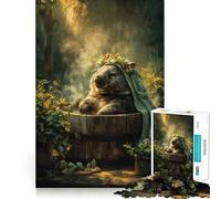 Puzzle de 1000 pièces représentant Un Wombat détendu dans Une Baignoire avec des Fleurs, idéal pour Les Adolescents Cadeau Parfait pour Les fêtes (38x26cm)