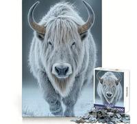 Puzzle de 1000 pièces représentant Un Yak Blanc en Hiver et Un Bison, idéal pour Adultes Un Exercice Mental Relaxant et apaisant, Parfait comme Cadeau de Noël (38x52cm)