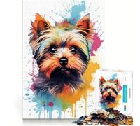 Puzzle de 1000 pièces représentant Un Yorkshire Terrier,découpé au Laser avec Une qualité supérieure,pour Un Moment de Calme et d'exercice Mental à la Maison (50x75cm)