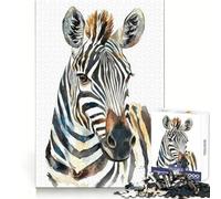 Puzzle de 1000 pièces représentant Un zèbre à l'aquarelle, idéal pour Adultes Stimulation mentale, Passe-Temps agréable, Assemblage précis, Cadeau de Vacances (50x75cm)