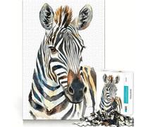 Puzzle de 1000 pièces représentant Un zèbre à l'aquarelle,Jeu de Concentration mentale sans Espace,Design ajusté,défi cérébral interactif pour la Maison (38x26cm)