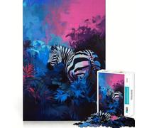 Puzzle de 1000 pièces représentant Un zèbre Vibrant dans Une Jungle colorée Idéal pour Les Adolescents Jeu de mémoire Amusant et Relaxant à Partager en intérieur Assemblage Facile et sans Couture