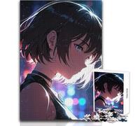 Puzzle de 1000 pièces représentant Une Adolescente aux Yeux Bleus Style Anime Jeu éducatif d'observation et de développement du Sens de l'observation et Symbolique pour Les fêtes 38x52cm