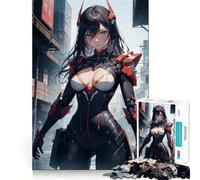 Puzzle de 1000 pièces représentant Une Adolescente Cyberpunk d'inspiration Anime Jeu de mémoire et Système d'emboîtement précis,sans pièces détachables Idéal Cadeau Parfait pour Les Petits Cerveaux