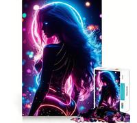 Puzzle de 1000 pièces représentant Une Adolescente Cyberpunk néon, Un Jeu d'entraînement cérébral apaisant et Amusant à Assembler, Une œuvre d'art à Collectionner (38x52cm)