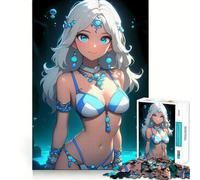 Puzzle de 1000 pièces représentant Une Adolescente en Bikini Bleu Jeu de mémoire Verrouillage sécurisé Pas de pièces Qui se détachent Idéal pour Les Voyages pour Les Petits Cerveaux