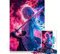 Puzzle de 1000 pièces représentant Une Adolescente samouraï néon (50x75cm), Jouet Intelligent pour Jouer à l'intérieur, Bords Lisses, Collection Artistique