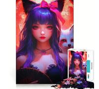 Puzzle de 1000 pièces représentant Une Adorable Chatte Anime pour Adolescents Jeu de logique Pure Décoration Murale silencieuse et épurée 38x52cm