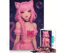 Puzzle de 1000 pièces représentant Une Adorable Chatte Rose, idéal pour Les Adolescents Jeu de logique Pure, Silencieux et aux découpes nettes Décoration Murale 38x26cm