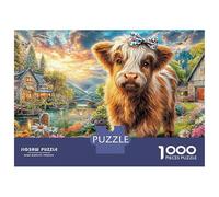 Puzzle de 1000 pièces représentant Une Adorable Vache des Highlands, idéal pour Les Jeux éducatifs Adultes. Décoration Charmante, Parfait comme Cadeau d'anniversaire. Dimensions : 38 x 26 cm.