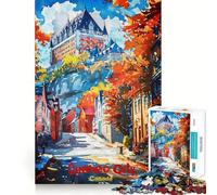 Puzzle de 1000 pièces représentant Une Affiche Artistique de la Ville de Québec idéal pour Les Adolescents Jeu cognitif Passe-Temps apaisant Finition Premium liste de souhaits du Père Noël (38x52cm)