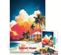 Puzzle de 1000 pièces représentant Une Affiche Artistique de l'île de Sanibel, idéal pour Les Adolescents Un Jeu de logique Stimulant et Relaxant, aux Bords Nets et élégant (38x52cm)