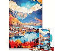 Puzzle de 1000 pièces représentant Une Affiche Artistique de Queenstown, idéal pour Adultes Casse-tête et Divertissement Domicile Cadeau d'anniversaire (38x52cm)