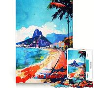 Puzzle de 1000 pièces représentant Une Affiche Artistique de Rio de Janeiro, idéal pour Adultes Jeu de réflexion Calme et Stimulant, à Assembler soi-même pour Les fêtes (38x52cm)