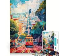 Puzzle de 1000 pièces représentant Une Affiche Artistique de San Francisco, idéal pour Adultes Jeu de réflexion Anti-anxiété, pièce de Collection aux découpes soignées (50x75cm)