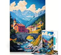 Puzzle de 1000 pièces représentant Une Affiche Artistique de Savoie, France, pour Adultes Jeu de logique Transparent, Loisir Silencieux, découpe Parfaite, Cadeau élégant (38x52cm)