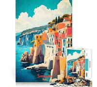 Puzzle de 1000 pièces représentant Une Affiche Artistique de Sorrente, en Italie, pour Adolescents Un Jeu de réflexion apaisant et Relaxant, aux Bords précis, Un Cadeau Exceptionnel (50x75cm)